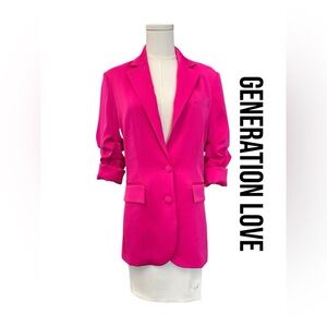 GENERATION LOVE Hot Pink Blazer Oversized Fit Women Size XS S M $300 MSRP NWOT